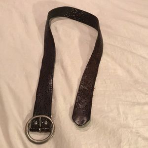 Dark brown floral cutout belt